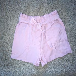 Ann Taylor Light Pink Shorts Belt Sash Paperbag High Waist Dressy Size Medium